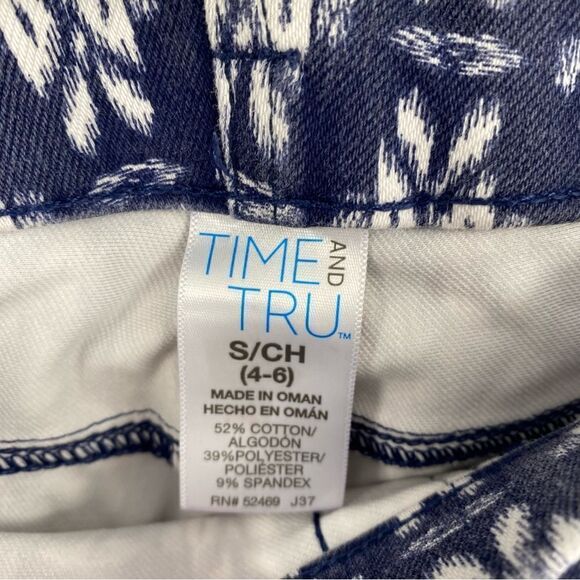 Time & Tru Women’s Pull On Geometric Print Jeggings Legging Pants size S Blue - Picture 2 of 3